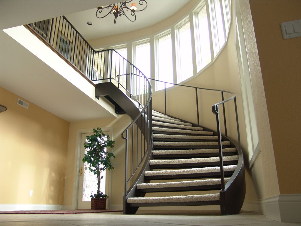 Gallery - Custom Work - Two Beam Curving Stair