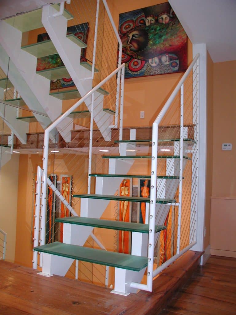 Gallery - Straight Stairs - Two Beam with Cable Rail
